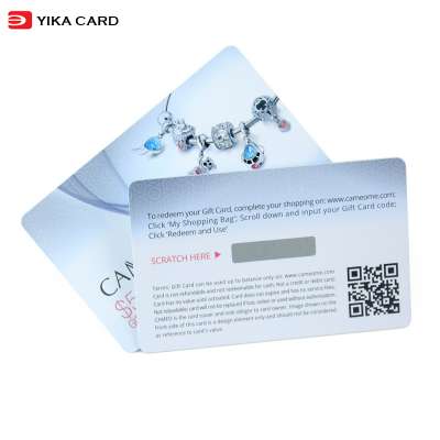 Hot sale pvc material high quality pin number scratch prepaid gift plastic cards