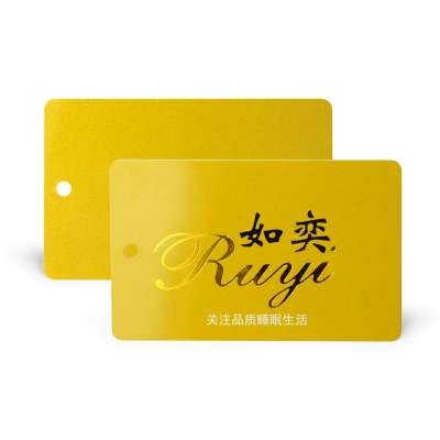 High quality material gold metallic gold hot stamping card with punched hole